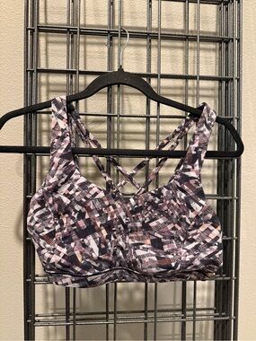 lululemon athletica Multi-Print Strappy Sports Bra — Black, Pink & White